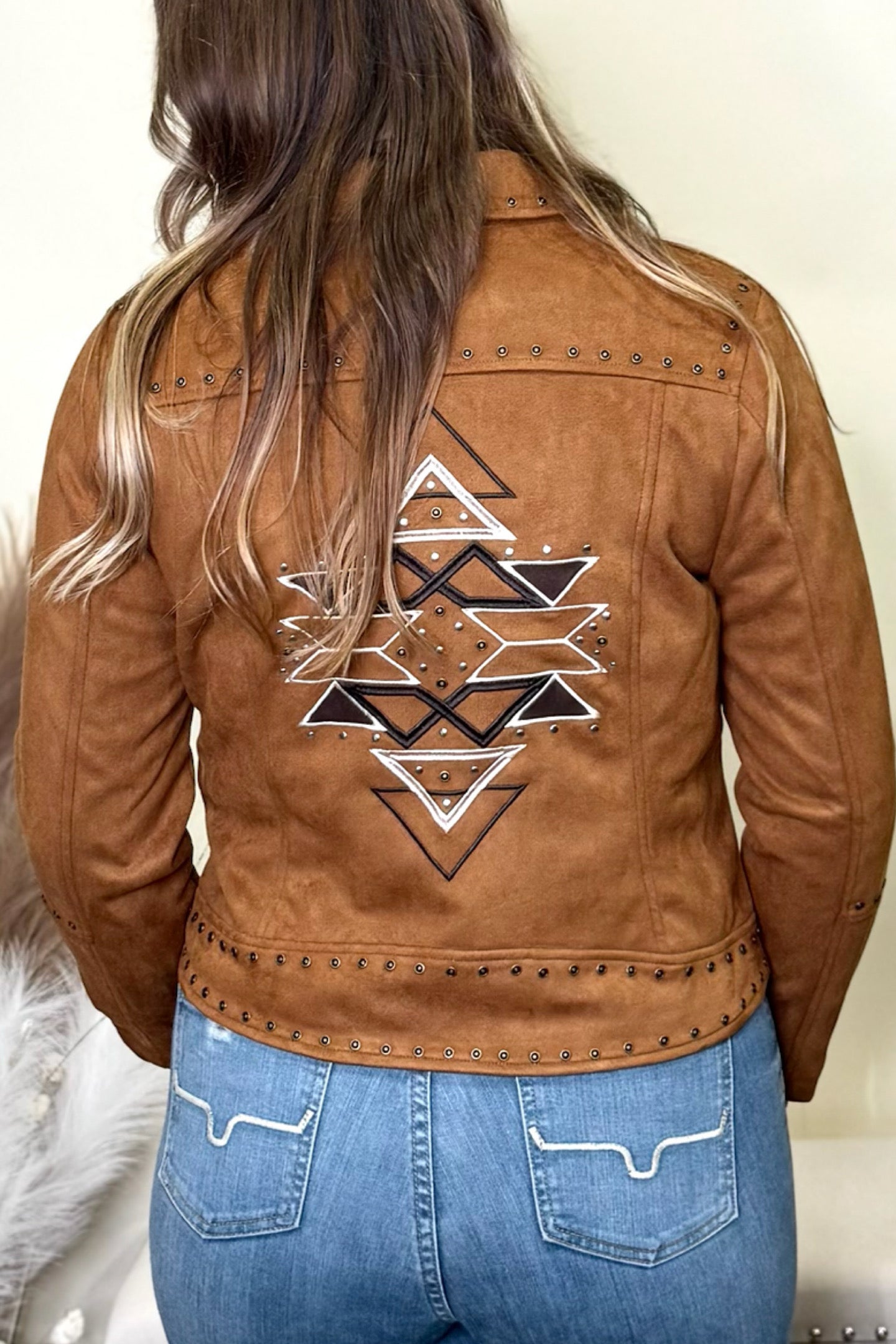 Trailblazer Light Brown Embroidered Moto Jacket-Jacket-Montana Co-Gallop 'n Glitz- Women's Western Wear Boutique, Located in Grants Pass, Oregon
