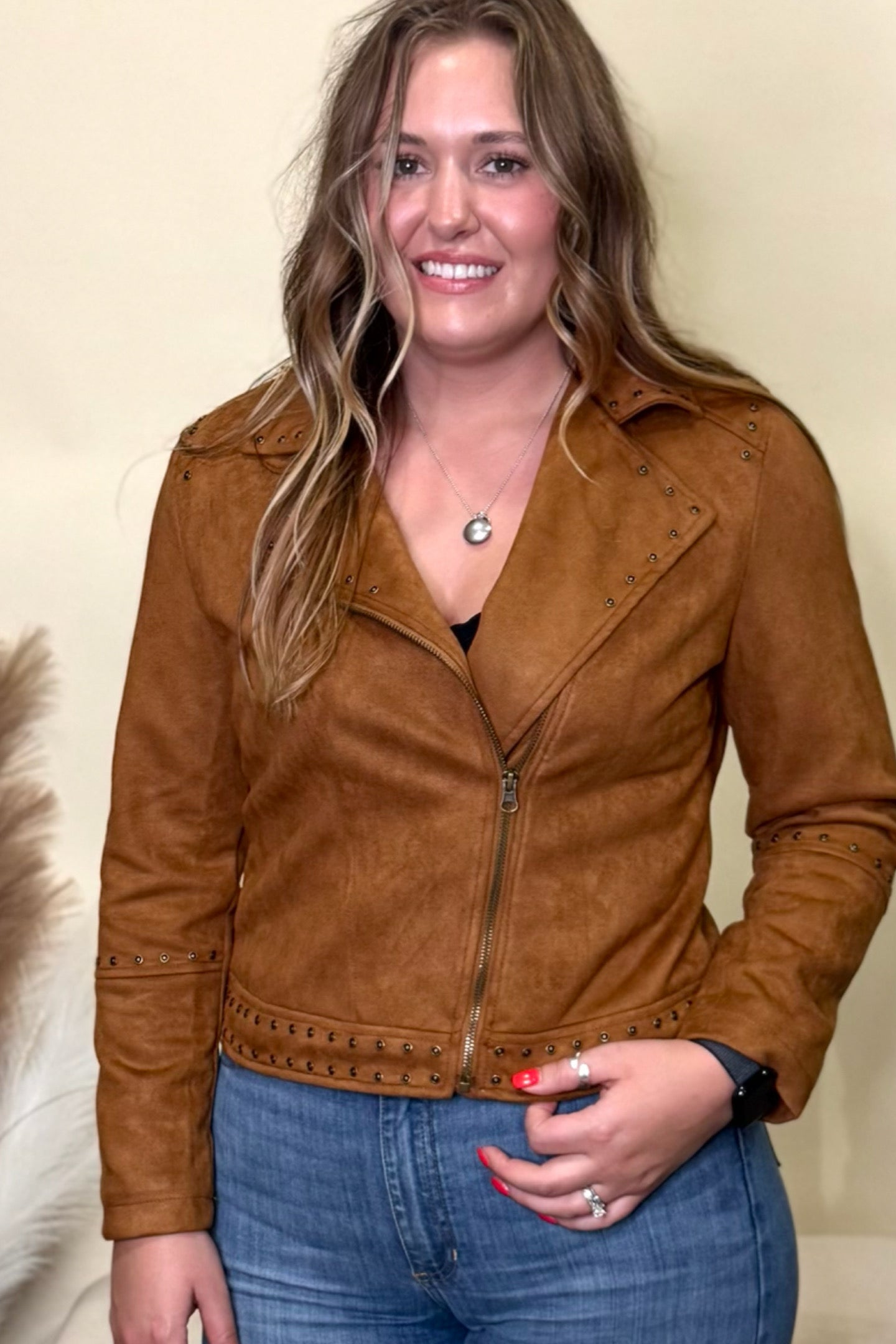 Trailblazer Light Brown Embroidered Moto Jacket-Jacket-Montana Co-Gallop 'n Glitz- Women's Western Wear Boutique, Located in Grants Pass, Oregon