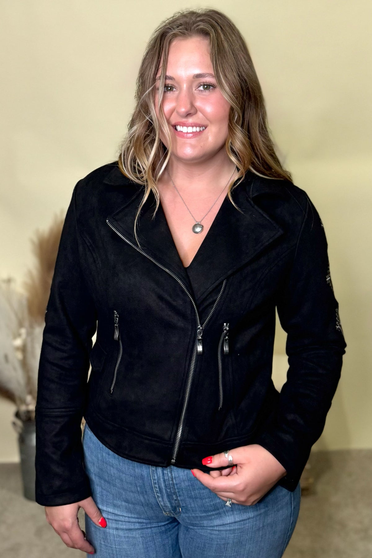 Nomad Spirit Black Embroidered Moto Jacket-Jacket-Montana Co-Gallop 'n Glitz- Women's Western Wear Boutique, Located in Grants Pass, Oregon