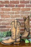 Ladies Distressed Brown Floral Circle G Boot by Corral Boots-Women's Boot-Circle G Boots-Gallop 'n Glitz- Women's Western Wear Boutique, Located in Grants Pass, Oregon