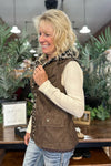 Faux Leather Brown Vest with Wool Inset Hood by Gallop 'n Glitz-Vest-Gallop 'n Glitz-Gallop 'n Glitz- Women's Western Wear Boutique, Located in Grants Pass, Oregon