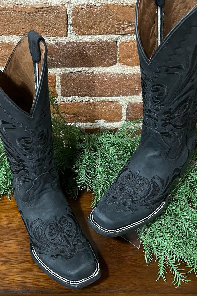 Black Embroidered Boots by Circle G-Ladies Boot-Circle G Boots-Gallop 'n Glitz- Women's Western Wear Boutique, Located in Grants Pass, Oregon