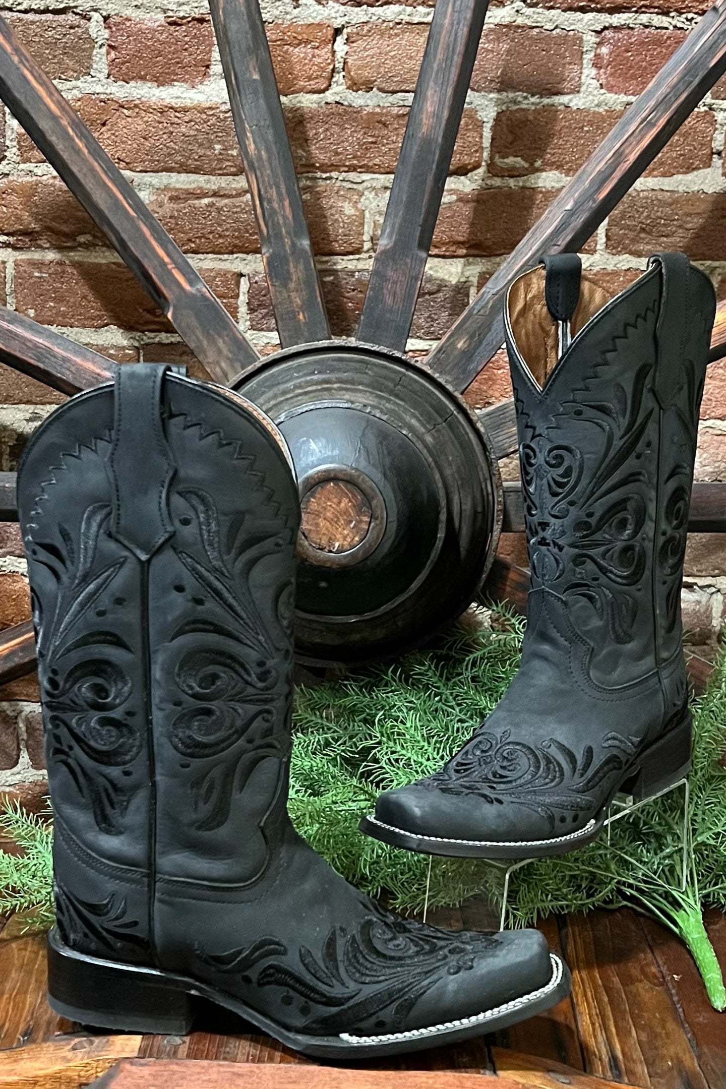 Black Embroidered Boots by Circle G-Ladies Boot-Circle G Boots-Gallop 'n Glitz- Women's Western Wear Boutique, Located in Grants Pass, Oregon