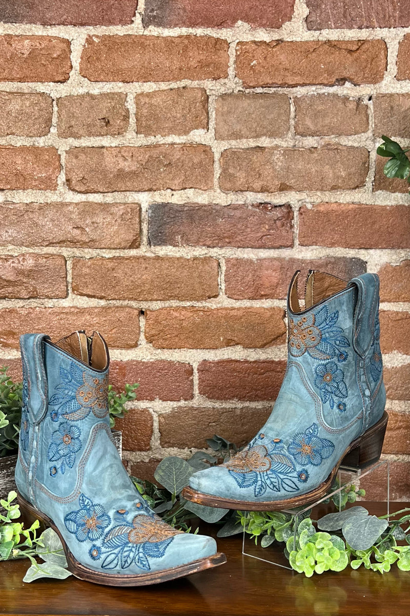 Ladies Flower Embroidered Ankle Circle G Boot by Corral Boots-Women's Boot-Circle G Boots-Gallop 'n Glitz- Women's Western Wear Boutique, Located in Grants Pass, Oregon