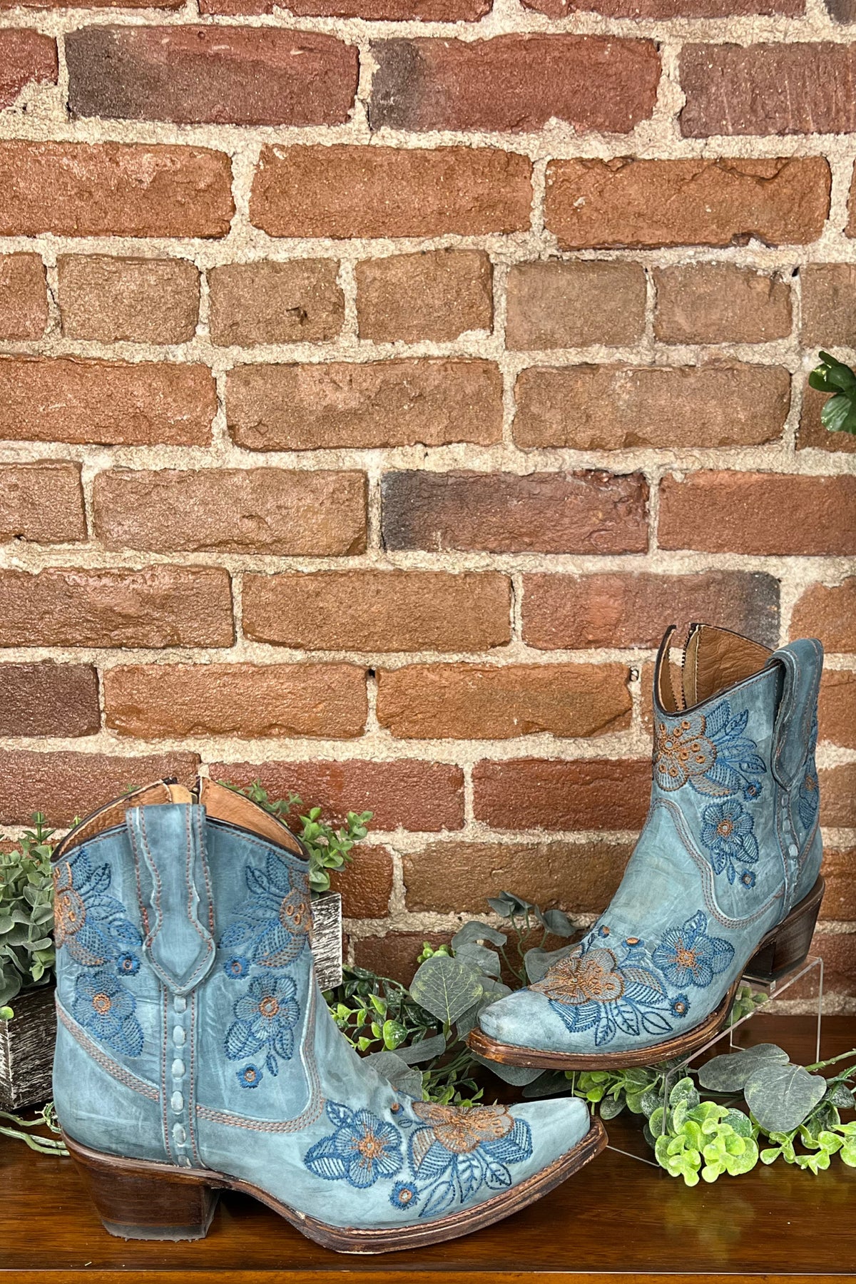 Ladies Flower Embroidered Ankle Circle G Boot by Corral Boots-Boot-Corral Boots/Circle G by Corral Boots-Gallop 'n Glitz- Women's Western Wear Boutique, Located in Grants Pass, Oregon