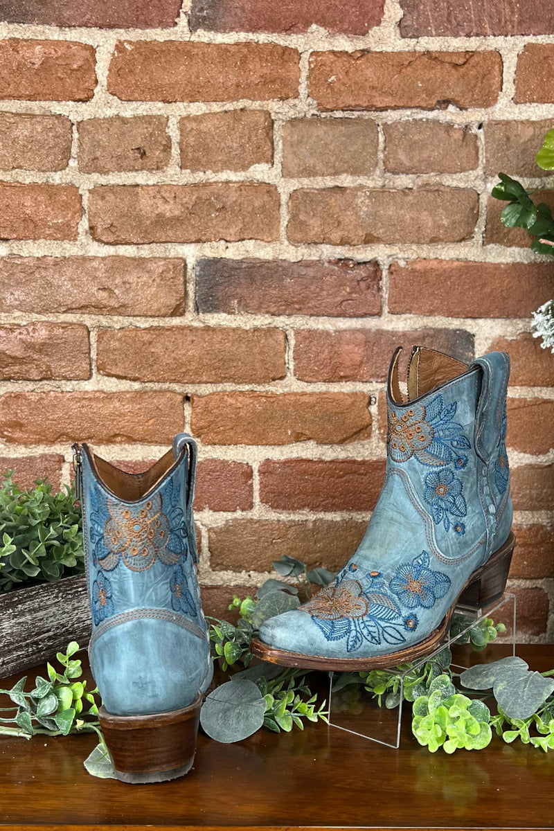 Ladies Flower Embroidered Ankle Circle G Boot by Corral Boots-Boot-Circle G Boots-Gallop 'n Glitz- Women's Western Wear Boutique, Located in Grants Pass, Oregon