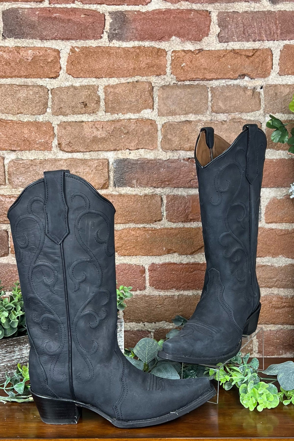 Ladies Black Embroidered Circle G Boot by Corral Boots-Boot-Corral Boots/Circle G by Corral Boots-Gallop 'n Glitz- Women's Western Wear Boutique, Located in Grants Pass, Oregon