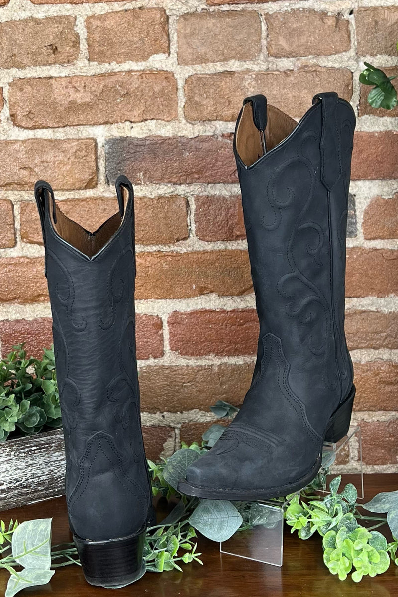 Ladies Black Embroidered Circle G Boot by Corral Boots-Women's Boot-Circle G Boots-Gallop 'n Glitz- Women's Western Wear Boutique, Located in Grants Pass, Oregon