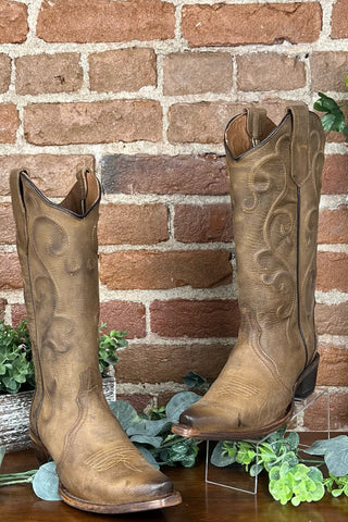 Ladies Cinnamon Embroidered Circle G Boot by Corral Boots-Women's Boot-Circle G Boots-Gallop 'n Glitz- Women's Western Wear Boutique, Located in Grants Pass, Oregon