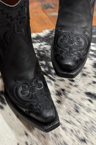Black Embroidered Snip Toe Ankle Boot by Circle G-Women's Boot-Circle G Boots-Gallop 'n Glitz- Women's Western Wear Boutique, Located in Grants Pass, Oregon