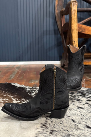 Black Embroidered Snip Toe Ankle Boot by Circle G-Women's Boot-Circle G Boots-Gallop 'n Glitz- Women's Western Wear Boutique, Located in Grants Pass, Oregon