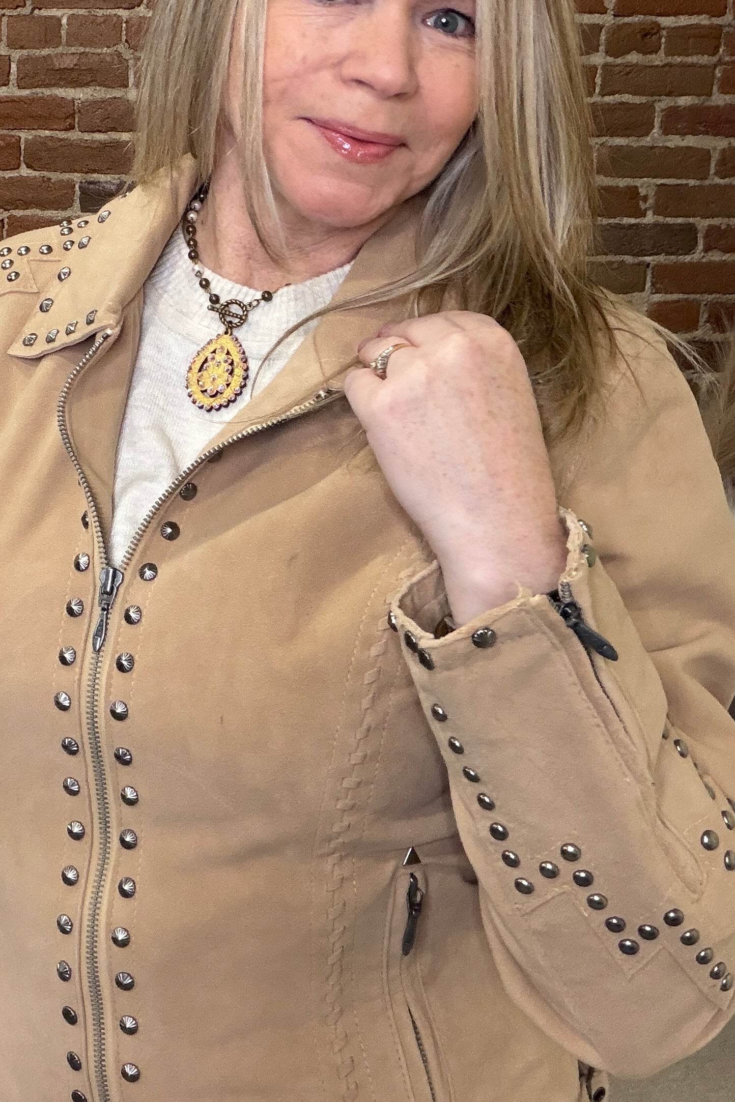 Concho And Studs Genuine Suede Jacket by Cripple Creek-Jacket-Cripple Creek-Gallop 'n Glitz- Women's Western Wear Boutique, Located in Grants Pass, Oregon