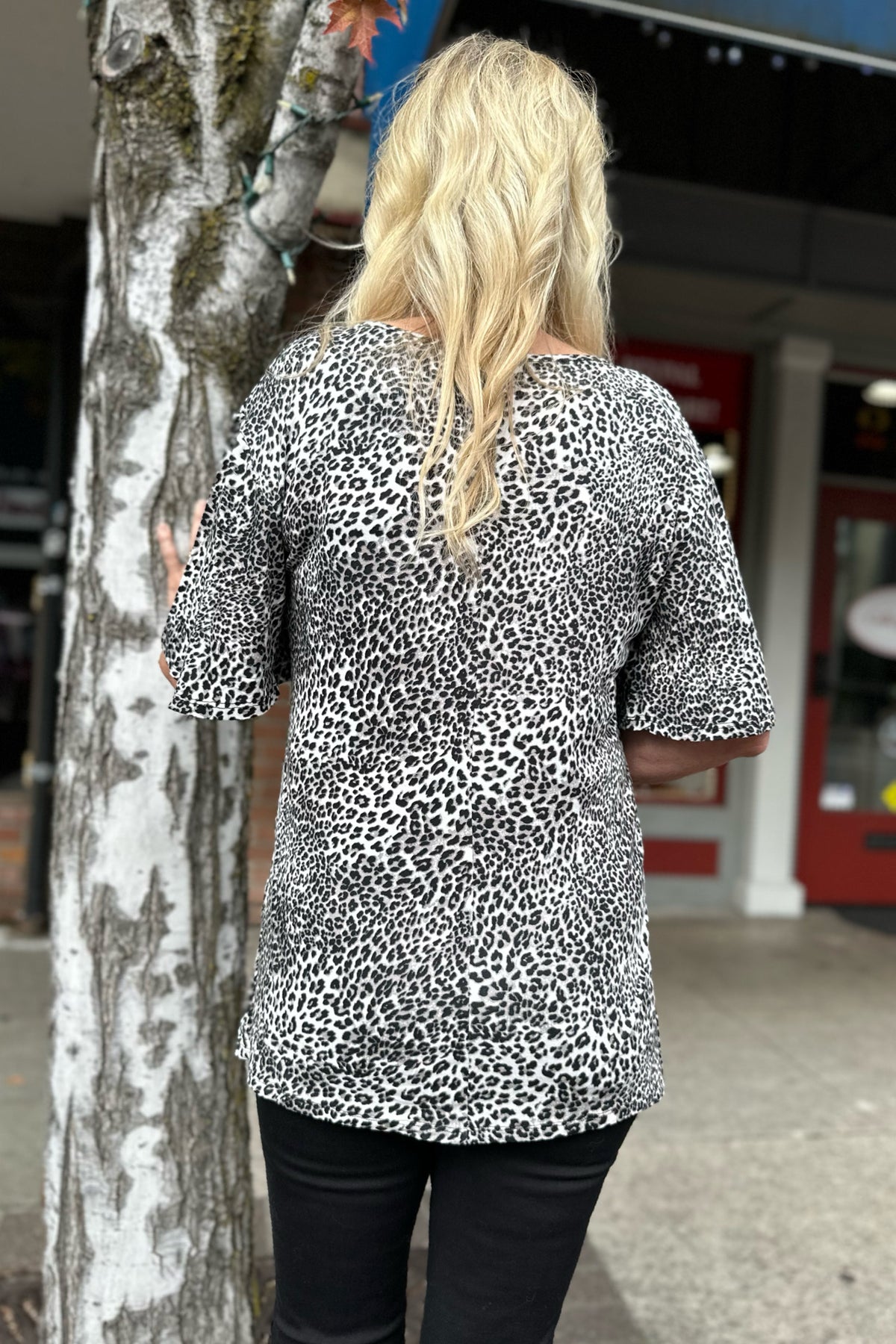 Women's Dolman Animal Print Ruffle Short Sleeve Top by Rock & Roll Denim-top-Rock & Roll Denim-Gallop 'n Glitz- Women's Western Wear Boutique, Located in Grants Pass, Oregon