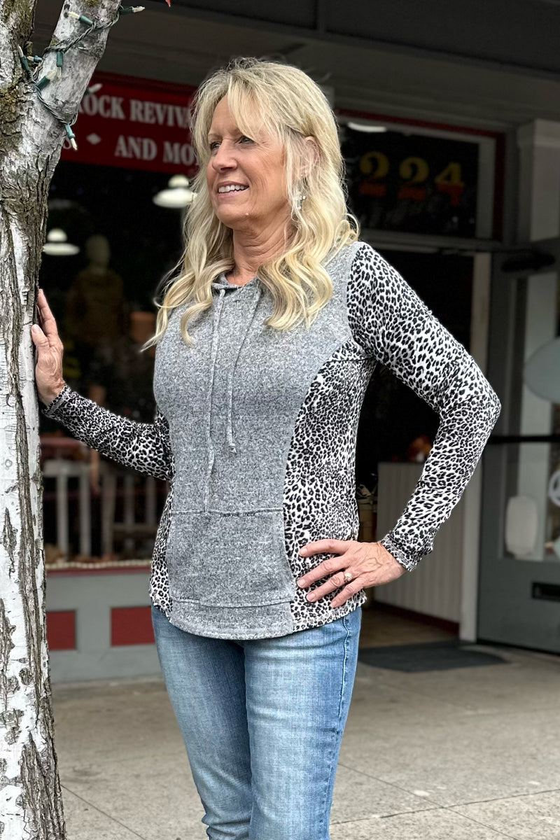 Leopard Print Princess Seam Hoodie by Panhandle Slim-Hoodie-Panhandle Slim-Gallop 'n Glitz- Women's Western Wear Boutique, Located in Grants Pass, Oregon