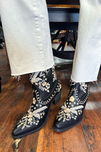 Black Floral Embroidered Short Boot-Women's Boot-Miracle Mile-Gallop 'n Glitz- Women's Western Wear Boutique, Located in Grants Pass, Oregon