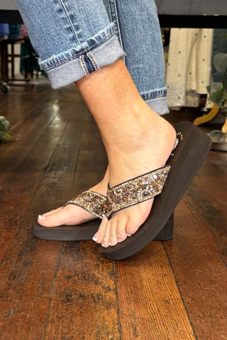 LIANA Brown/Multi Mosaic Flip Flop by Yellow Box-Flip Flop-Yellow Box-Gallop 'n Glitz- Women's Western Wear Boutique, Located in Grants Pass, Oregon