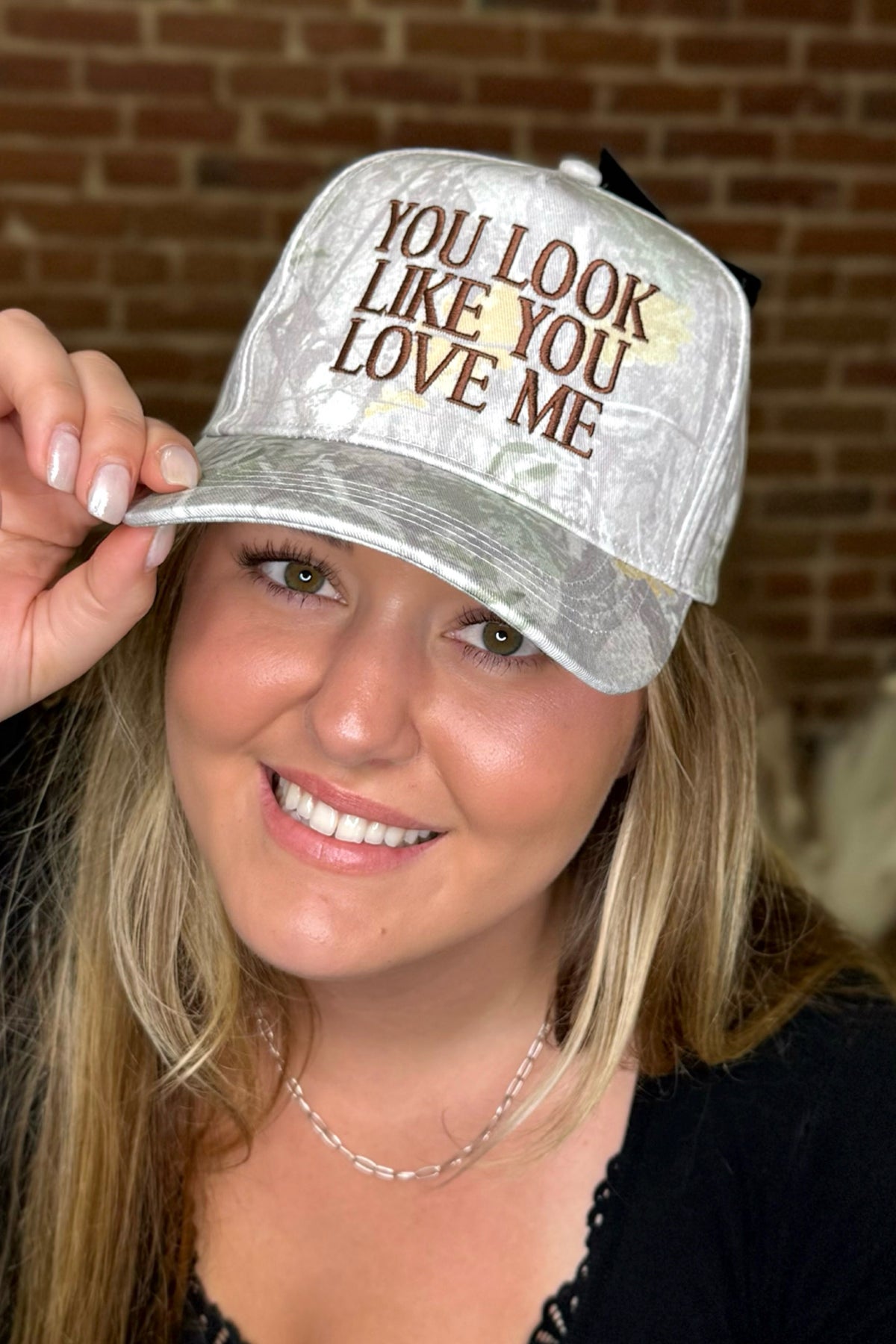"You Look Like You Love Me" White Camo Trucker Hat-Ball Cap-Fashion City-Gallop 'n Glitz- Women's Western Wear Boutique, Located in Grants Pass, Oregon