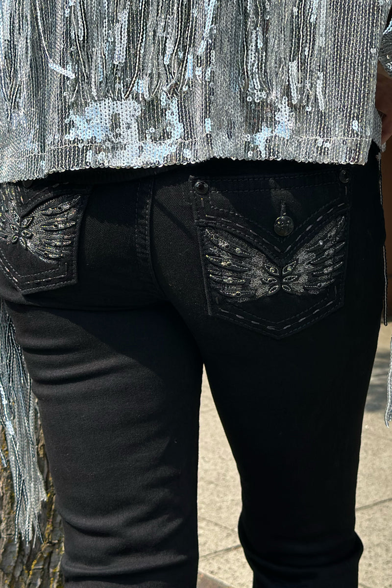 Miss Me "Back in Black" Winged Mid Rise Bootcut Jean-Bootcut-Miss Me-Gallop 'n Glitz- Women's Western Wear Boutique, Located in Grants Pass, Oregon