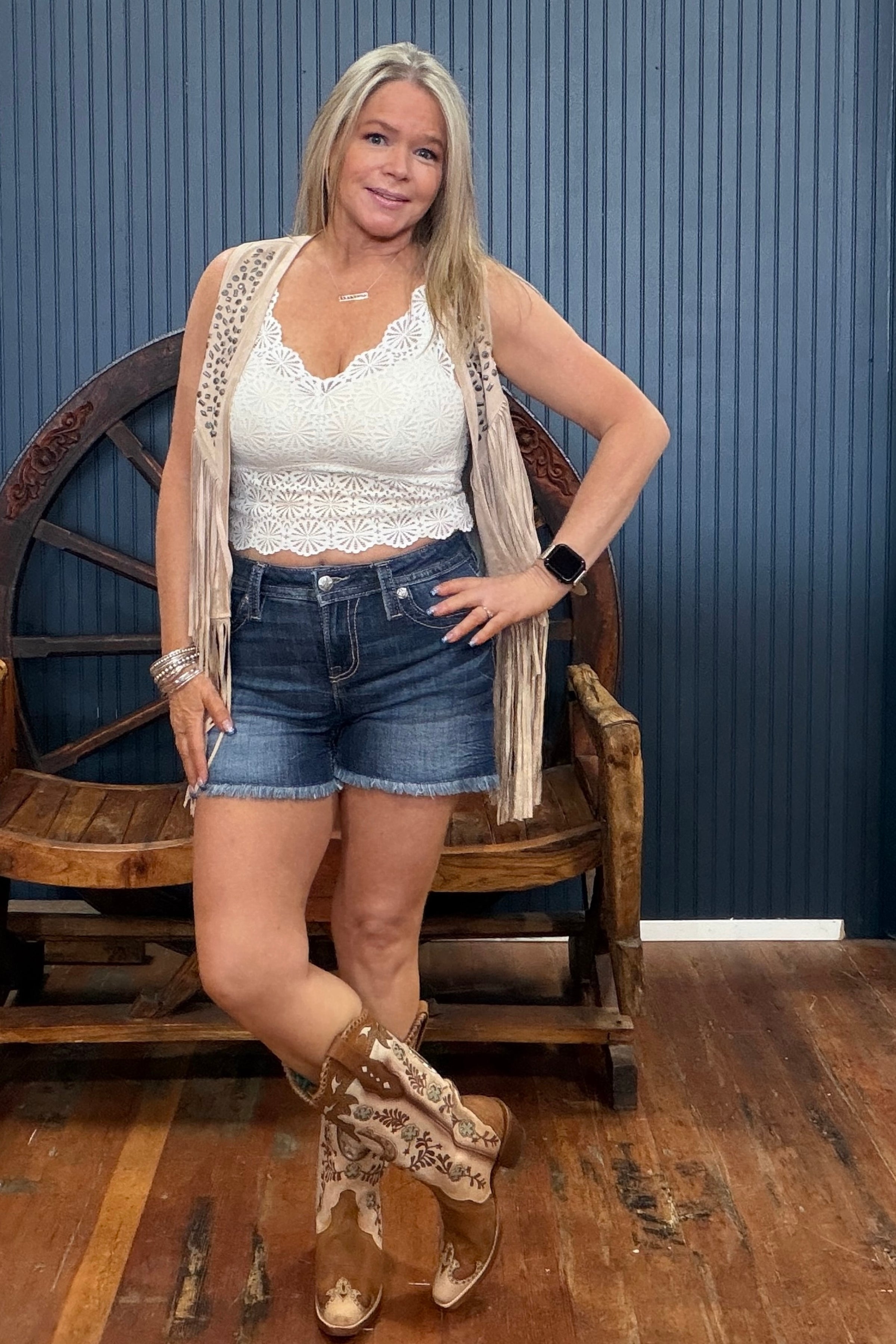 Desert Jewel Denim Shorts by Miss Me-Shorts-Miss Me-Gallop 'n Glitz- Women's Western Wear Boutique, Located in Grants Pass, Oregon