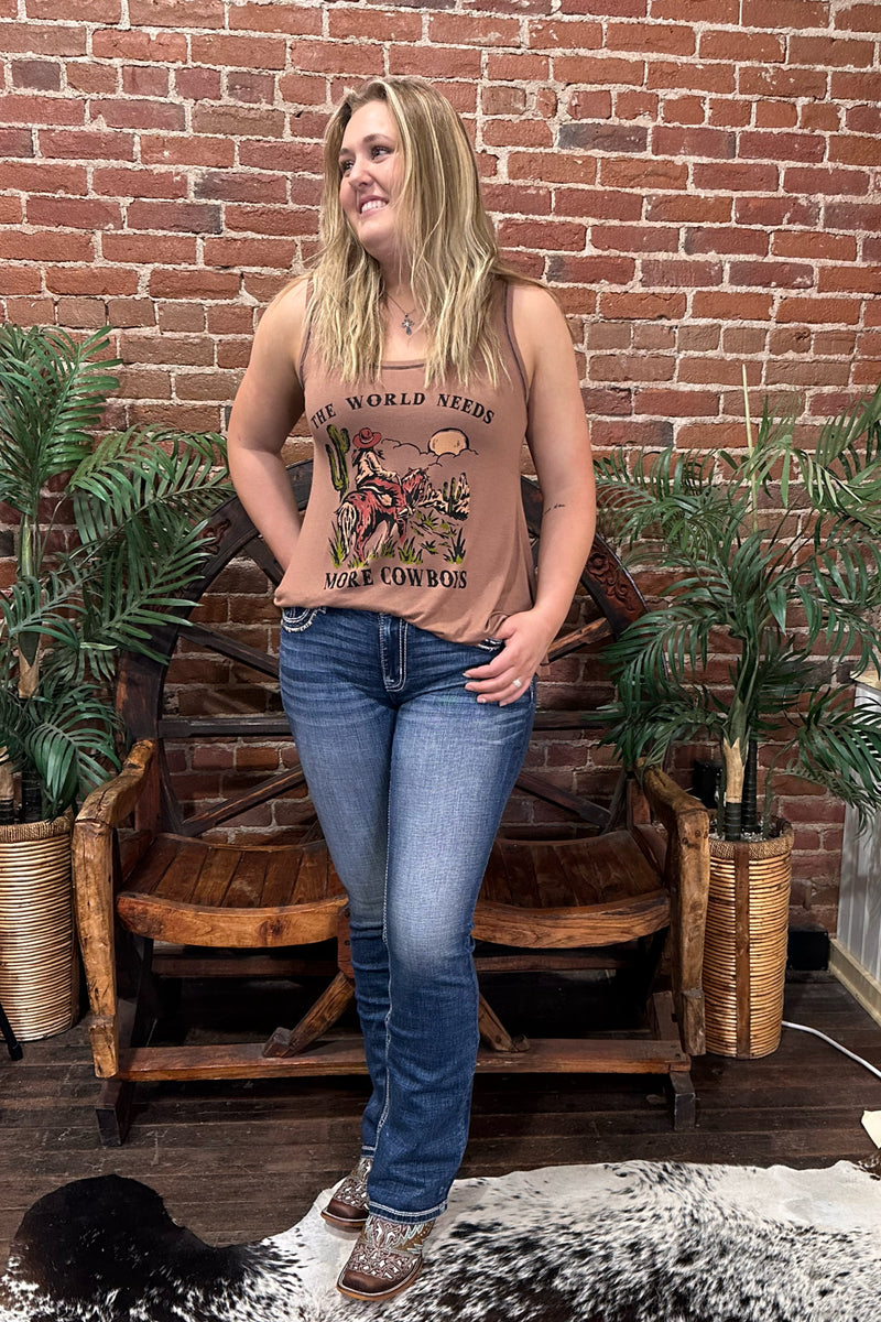 Shades of Brown Border Mid Rise Bootcut Jean by Miss Me-Bootcut-Miss Me-Gallop 'n Glitz- Women's Western Wear Boutique, Located in Grants Pass, Oregon