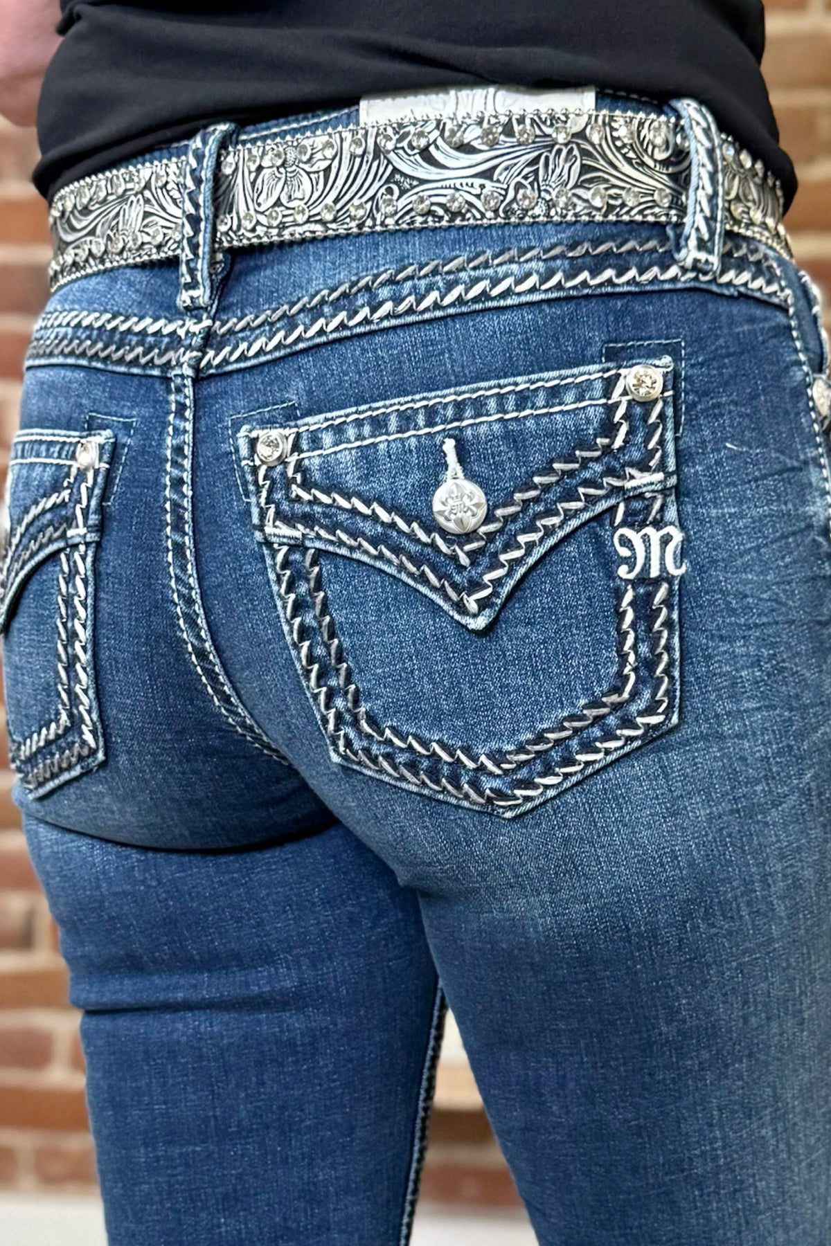 Silver Whip Stitch Mid Rise Bootcut Jean by Miss Me-Bootcut-Miss Me-Gallop 'n Glitz- Women's Western Wear Boutique, Located in Grants Pass, Oregon