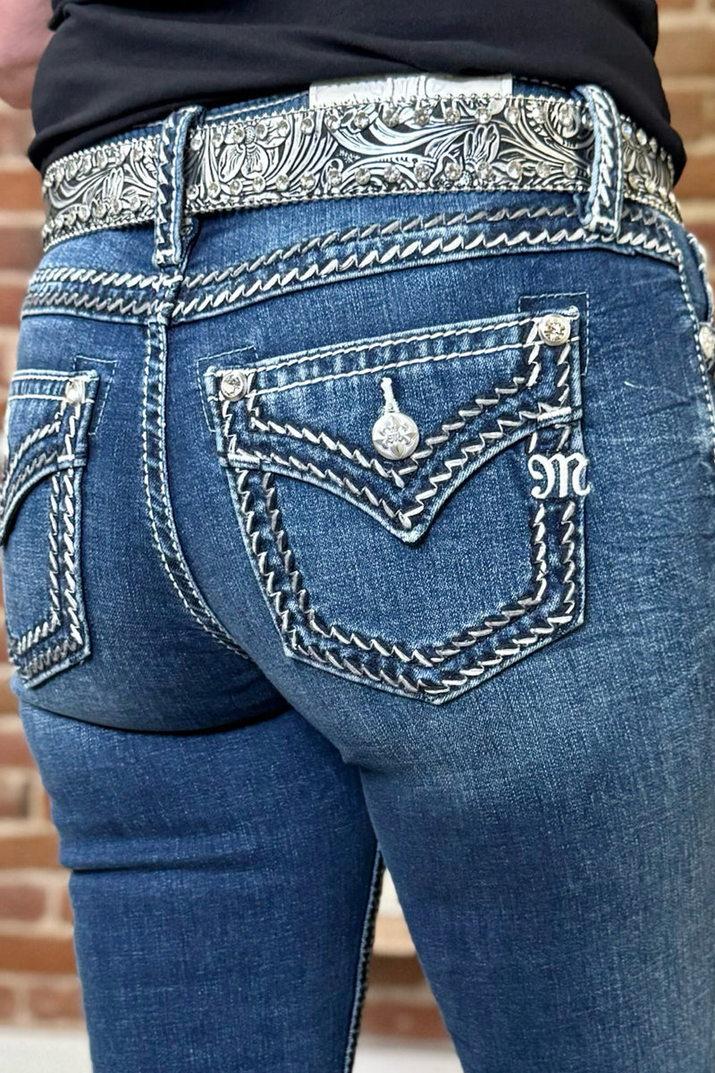 Silver Whip Stitch Mid Rise Bootcut Jean by Miss Me-Bootcut-Miss Me-Gallop 'n Glitz- Women's Western Wear Boutique, Located in Grants Pass, Oregon