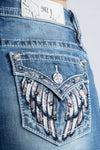Miss Me Mid Rise Americana Star Wing Frayed Hem Short-Shorts-Miss Me-Gallop 'n Glitz- Women's Western Wear Boutique, Located in Grants Pass, Oregon