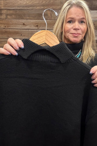 The Desert Echo Black Knit Turtleneck-Sweater-Kerisma-Gallop 'n Glitz- Women's Western Wear Boutique, Located in Grants Pass, Oregon