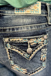 Turquoise Dreamin' Mid Rise Bootcut Jean by Miss Me-Bootcut-Miss Me-Gallop 'n Glitz- Women's Western Wear Boutique, Located in Grants Pass, Oregon