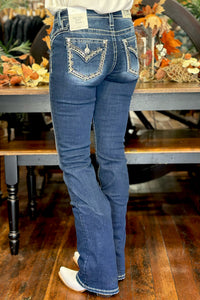 All In Border Stitch Mid Rise Bootcut Jean by Miss Me-Bootcut-Miss Me-Gallop 'n Glitz- Women's Western Wear Boutique, Located in Grants Pass, Oregon