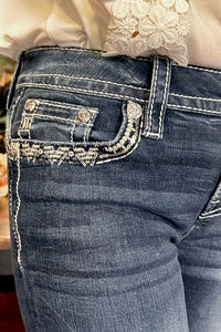 All In Border Stitch Mid Rise Bootcut Jean by Miss Me-Bootcut-Miss Me-Gallop 'n Glitz- Women's Western Wear Boutique, Located in Grants Pass, Oregon