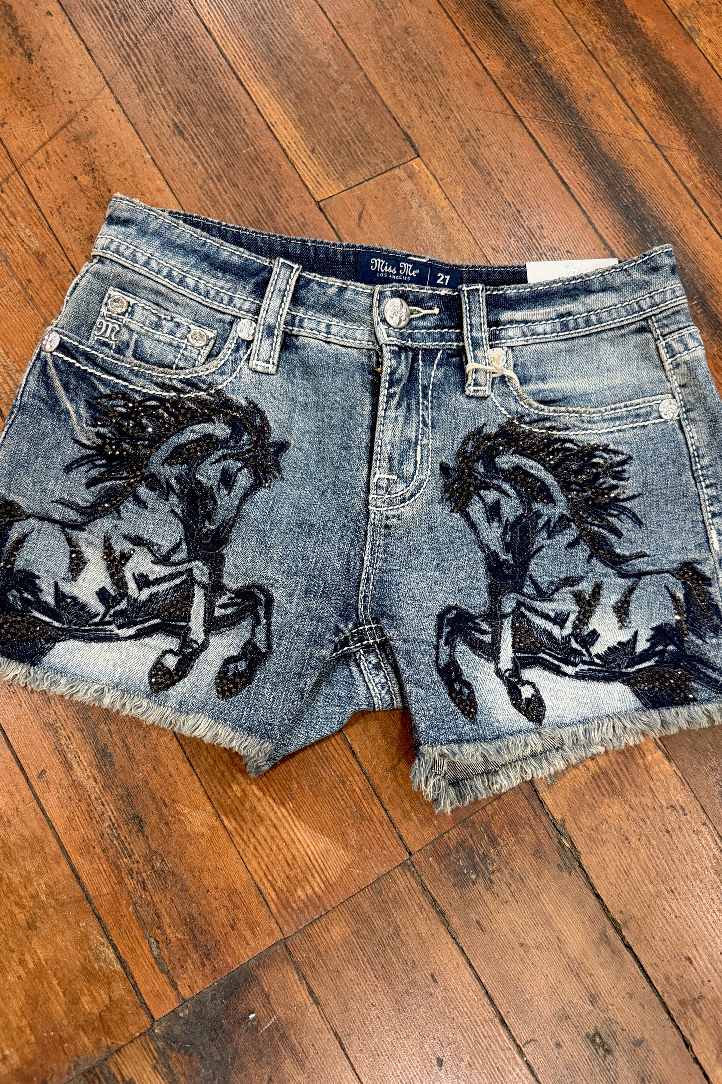 Black Stallion Denim Shorts by Miss Me-Shorts-Miss Me-Gallop 'n Glitz- Women's Western Wear Boutique, Located in Grants Pass, Oregon