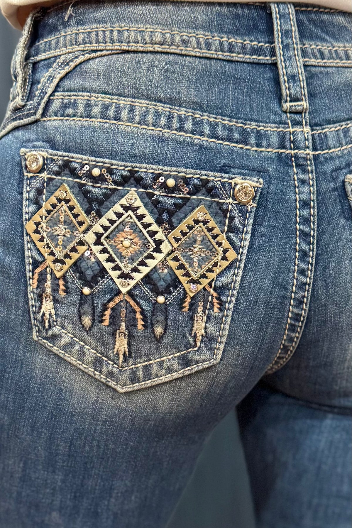 Aztec Dreamcatcher Bootcut Jean by Miss Me-Bootcut-Miss Me-Gallop 'n Glitz- Women's Western Wear Boutique, Located in Grants Pass, Oregon