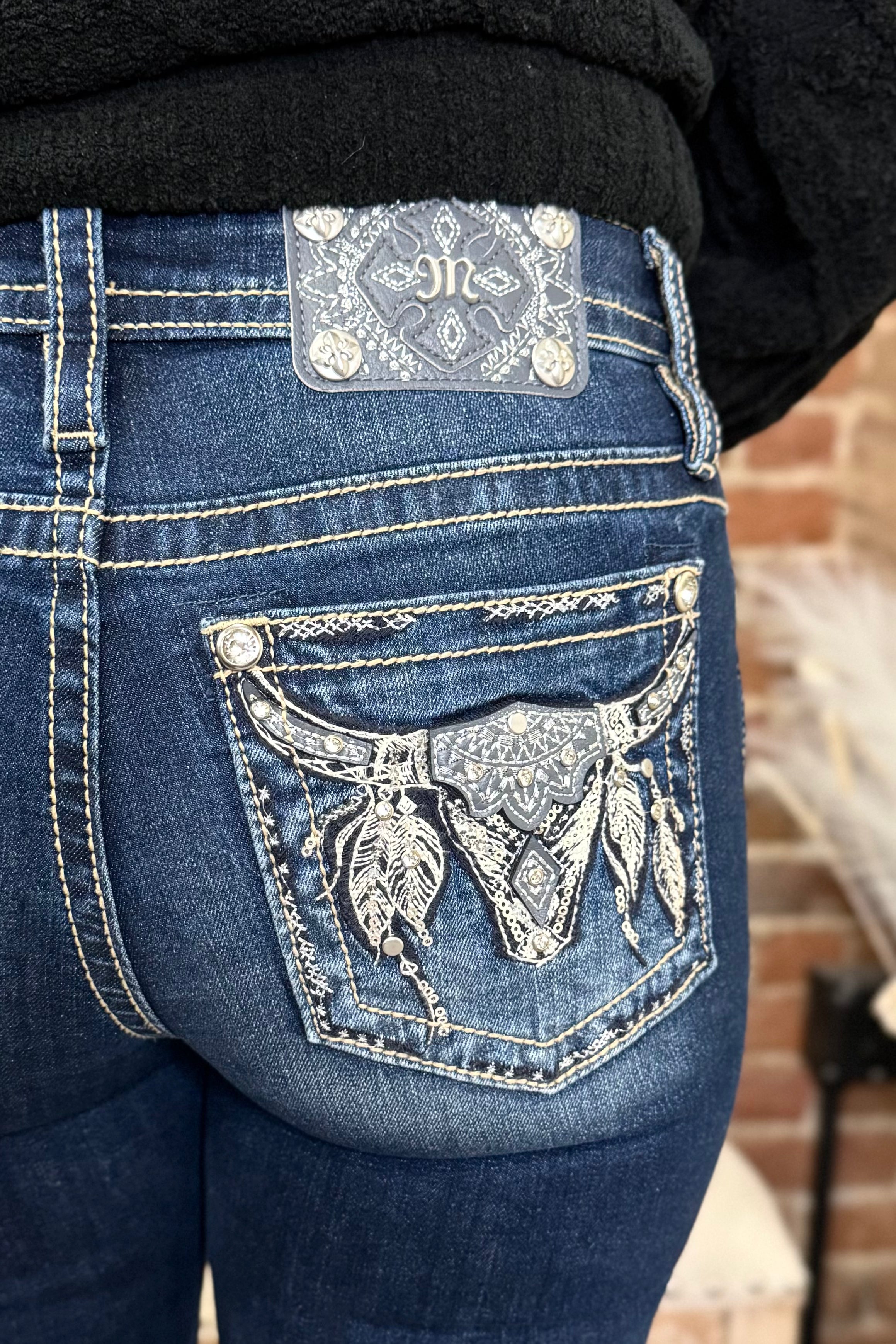 Dust 'n Diamonds Longhorn Bootcut Jean by Miss Me-Bootcut-Miss Me-Gallop 'n Glitz- Women's Western Wear Boutique, Located in Grants Pass, Oregon