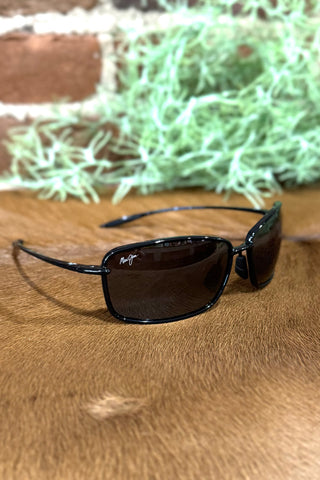 Maui Jim Malu Polarized Wrap Shiny Black Sunglasses-Sunglasses-Maui Jim-Gallop 'n Glitz- Women's Western Wear Boutique, Located in Grants Pass, Oregon