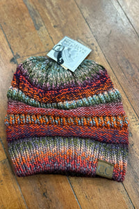 Multi Color Messy Bun Cable Knit C.C Beanie-Beanie/Scarf-C.C. Beanie-Gallop 'n Glitz- Women's Western Wear Boutique, Located in Grants Pass, Oregon