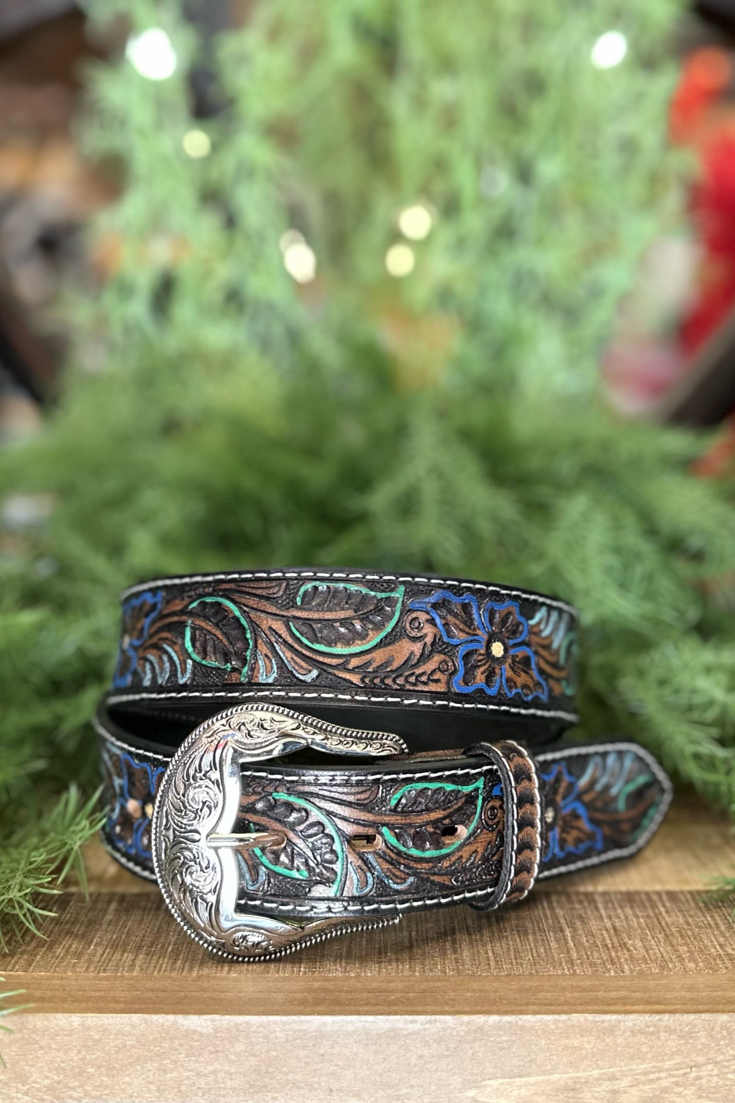 Nocona Women's Tooled Floral Pattern Belt Leather Belt-Belt-M&F-Gallop 'n Glitz- Women's Western Wear Boutique, Located in Grants Pass, Oregon