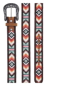 Nocona Women's Aztec Beaded Leather Belt-Belt-M&F-Gallop 'n Glitz- Women's Western Wear Boutique, Located in Grants Pass, Oregon