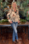 Aztec Cropped Blazer with Tied Fringe-Jacket-Miss Me-Gallop 'n Glitz- Women's Western Wear Boutique, Located in Grants Pass, Oregon