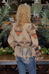 Aztec Cropped Blazer with Tied Fringe-Jacket-Miss Me-Gallop 'n Glitz- Women's Western Wear Boutique, Located in Grants Pass, Oregon