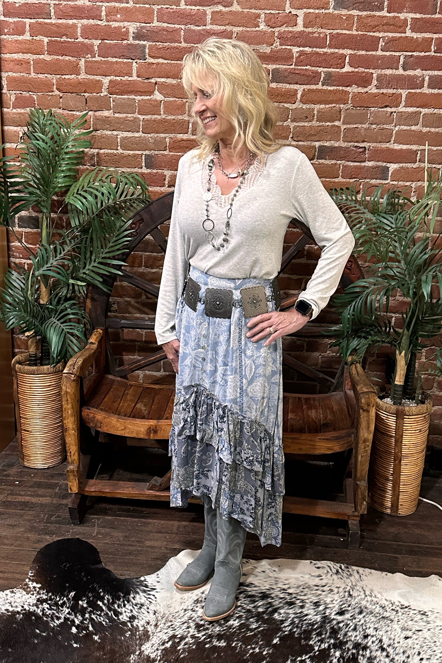 Long Tiered Ruffle Floral Skirt by Miss Me-Skirt-Miss Me-Gallop 'n Glitz- Women's Western Wear Boutique, Located in Grants Pass, Oregon