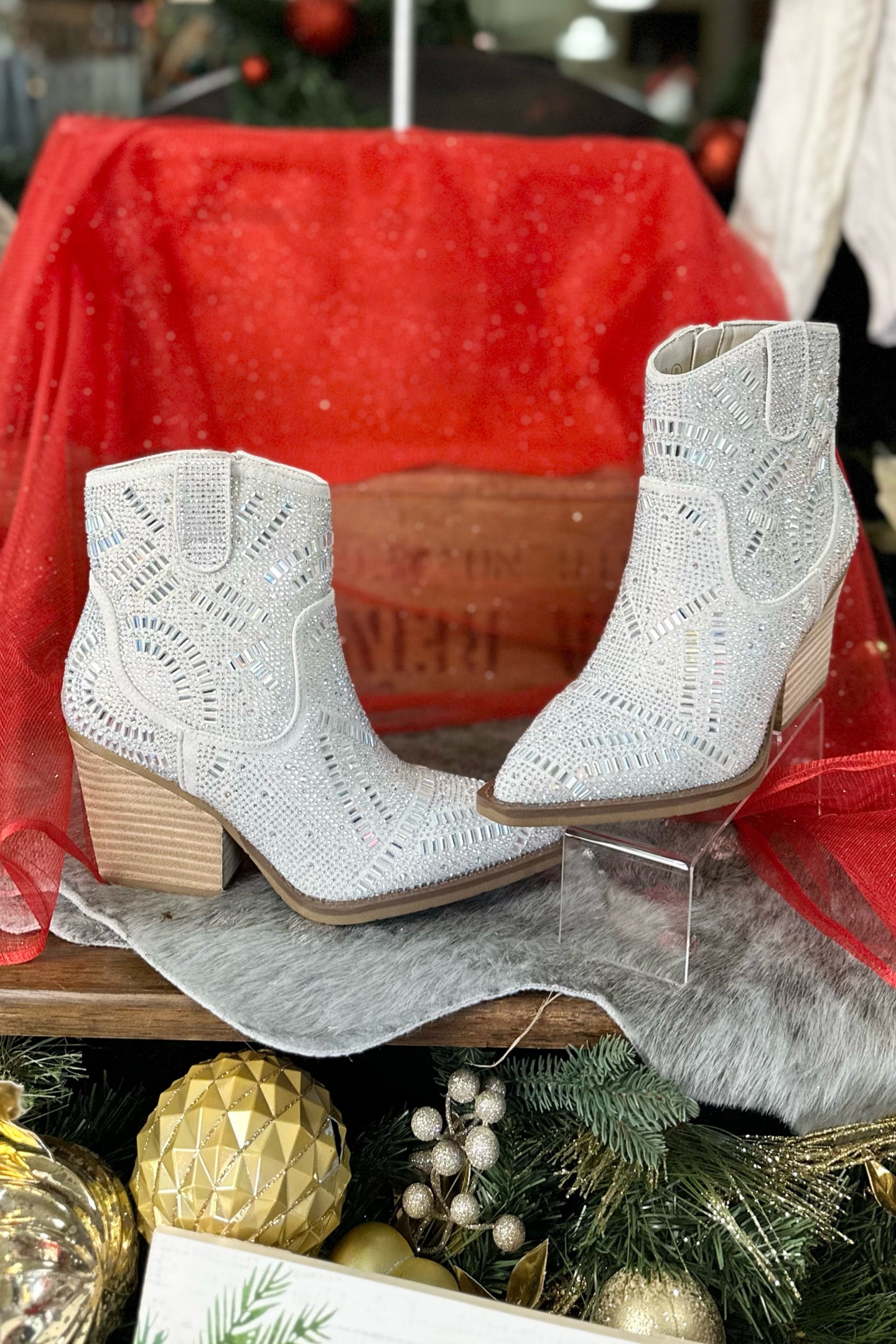 Very G MAZE Rhinestone Cowboy Bootie in Cream-Ladies Shoe-Very G-Gallop 'n Glitz- Women's Western Wear Boutique, Located in Grants Pass, Oregon