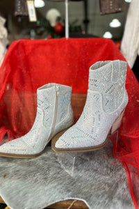 Very G MAZE Rhinestone Cowboy Bootie in Cream-Ladies Shoe-Very G-Gallop 'n Glitz- Women's Western Wear Boutique, Located in Grants Pass, Oregon