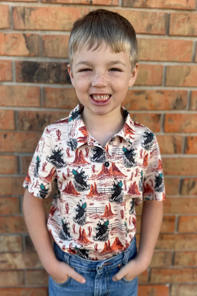 Mini Golden Buckaroo Polo-Kids-Sterling Kreek-Gallop 'n Glitz- Women's Western Wear Boutique, Located in Grants Pass, Oregon