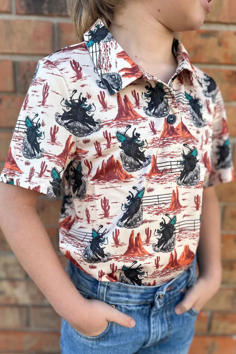 Mini Golden Buckaroo Polo-Kids-Sterling Kreek-Gallop 'n Glitz- Women's Western Wear Boutique, Located in Grants Pass, Oregon