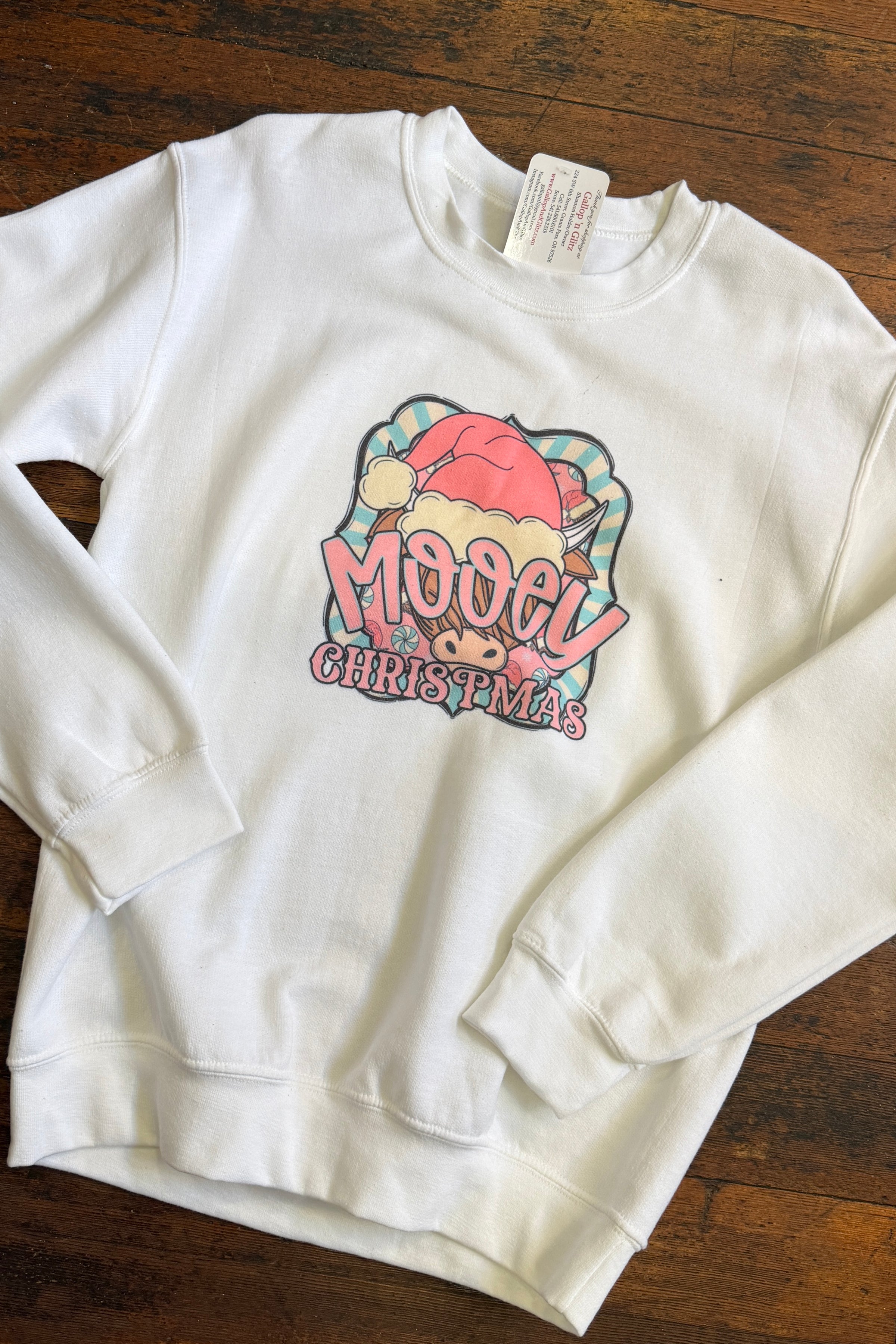 Mooey Christmas Pullover-Door Buster-Broke Rodeo Mom-Gallop 'n Glitz- Women's Western Wear Boutique, Located in Grants Pass, Oregon