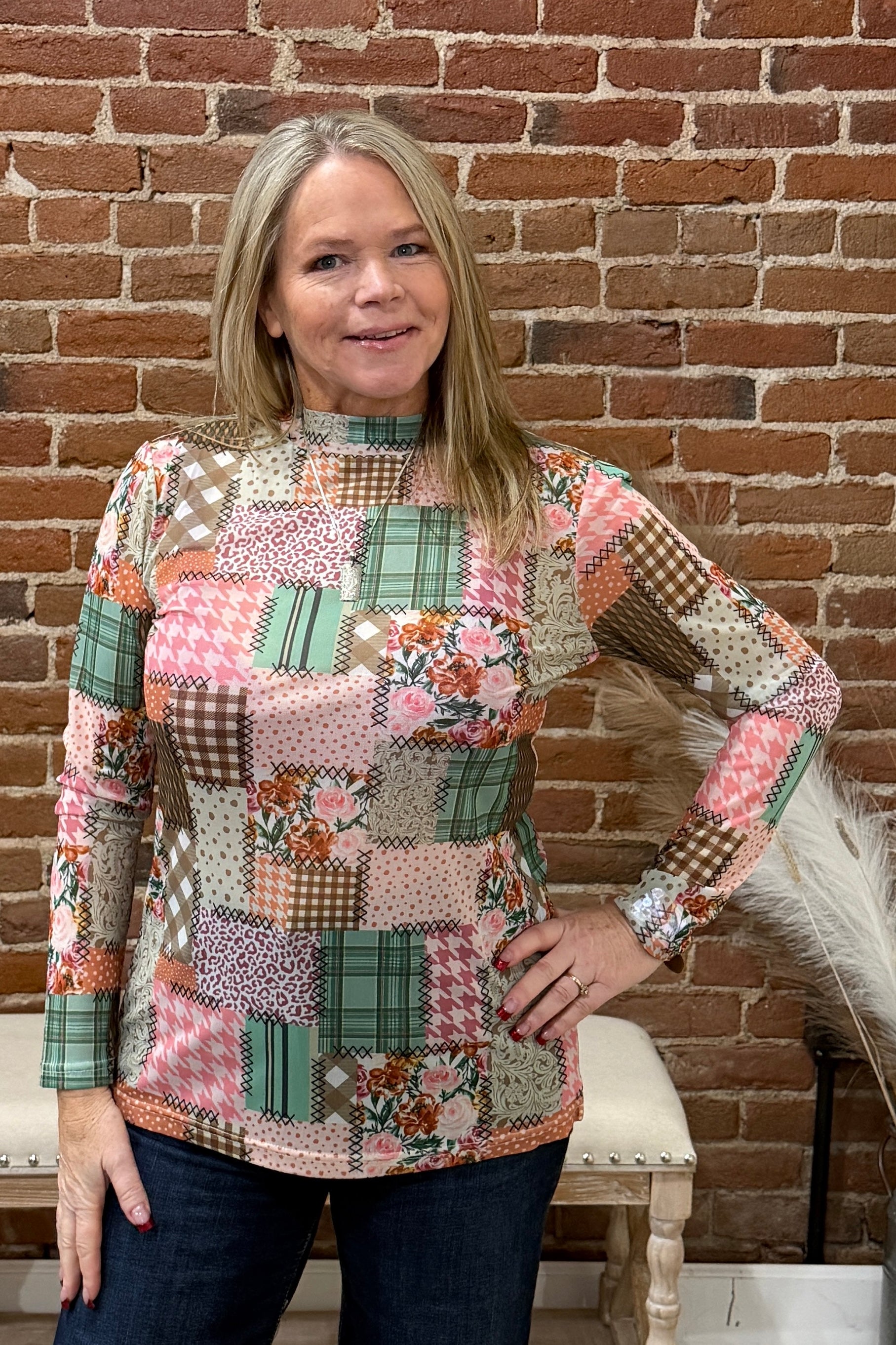 Mosaic Spring Mesh Top-Mesh Top-Sterling Kreek-Gallop 'n Glitz- Women's Western Wear Boutique, Located in Grants Pass, Oregon