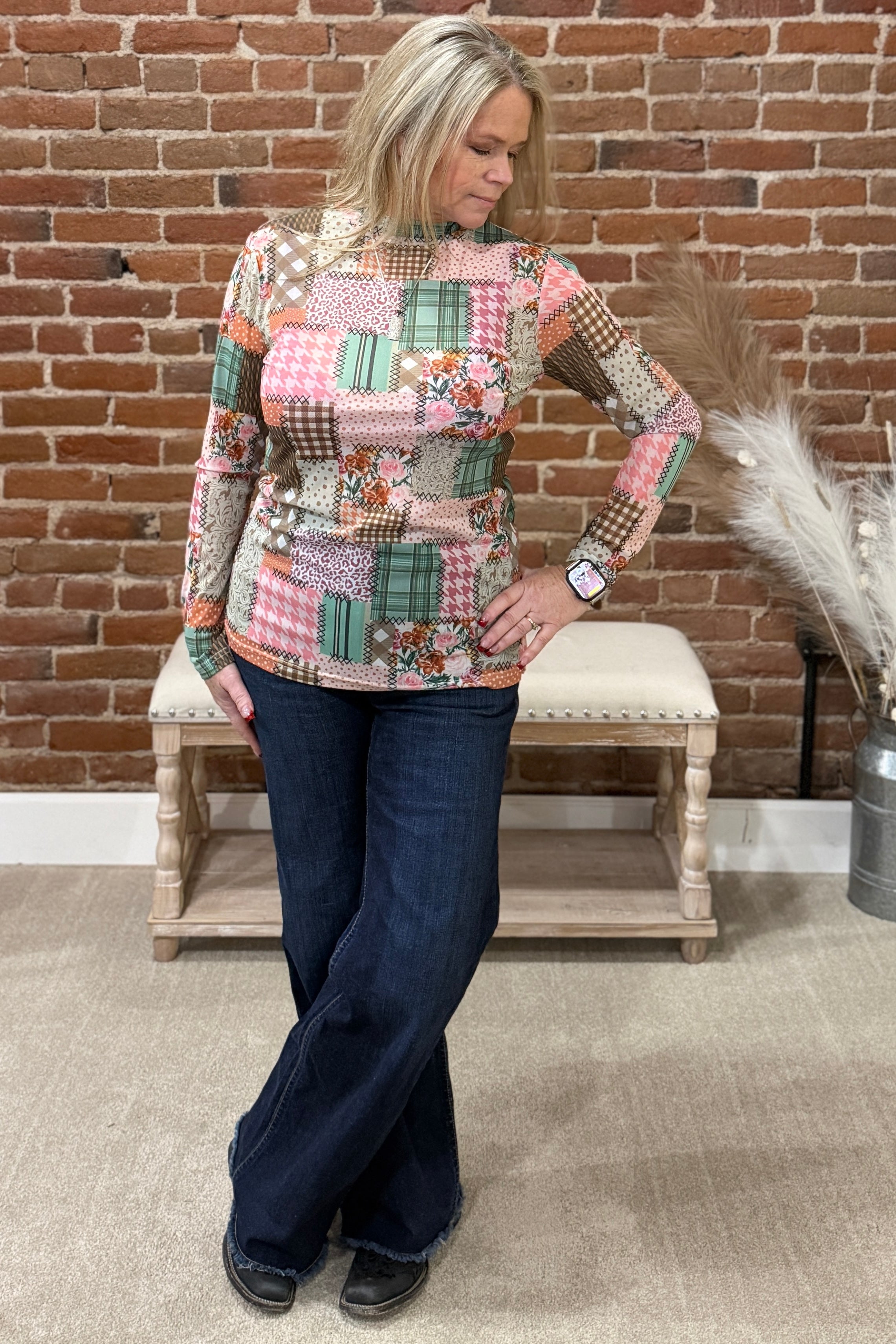 Mosaic Spring Mesh Top-Mesh Top-Sterling Kreek-Gallop 'n Glitz- Women's Western Wear Boutique, Located in Grants Pass, Oregon