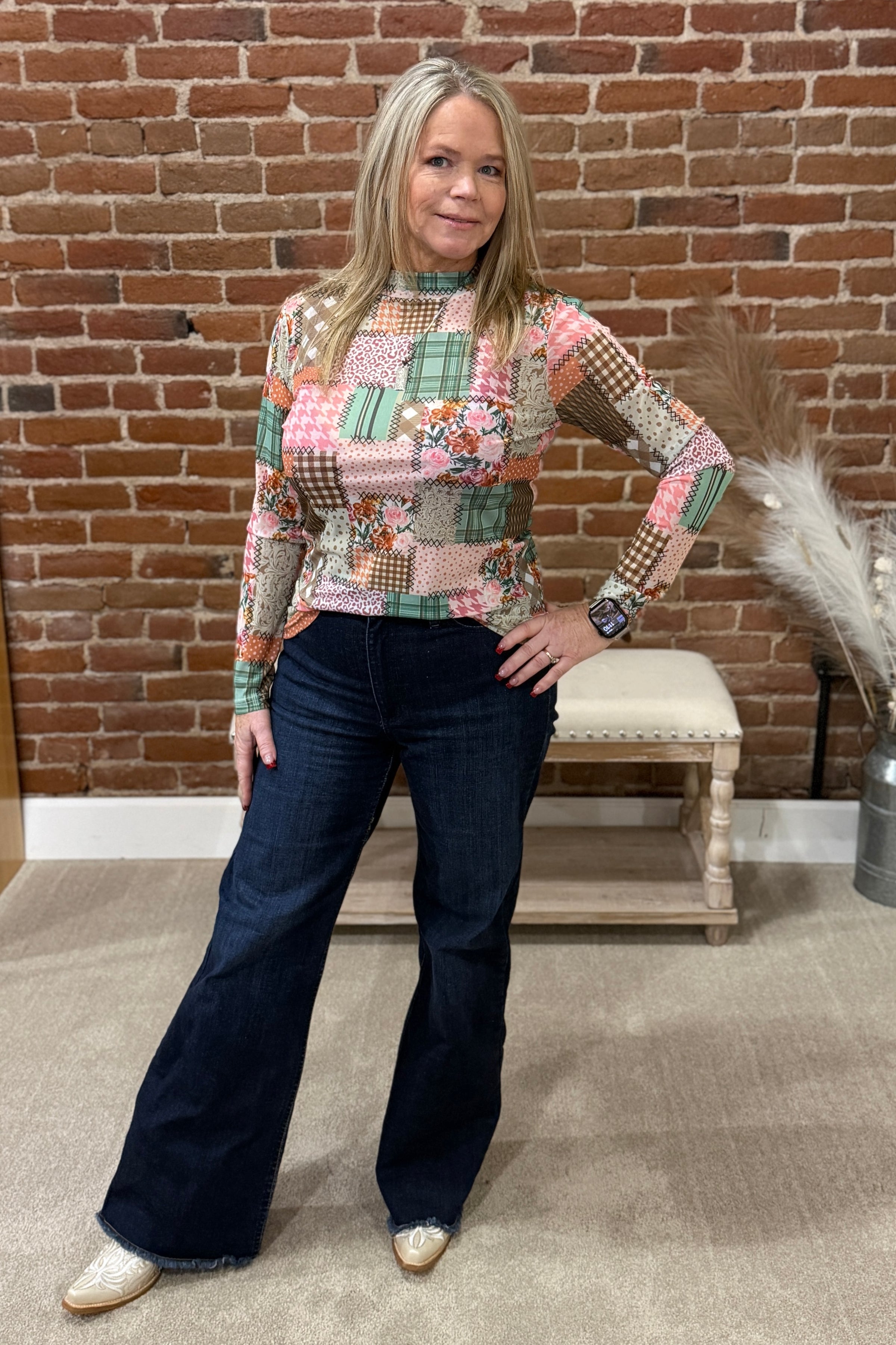 Mosaic Spring Mesh Top-Mesh Top-Sterling Kreek-Gallop 'n Glitz- Women's Western Wear Boutique, Located in Grants Pass, Oregon