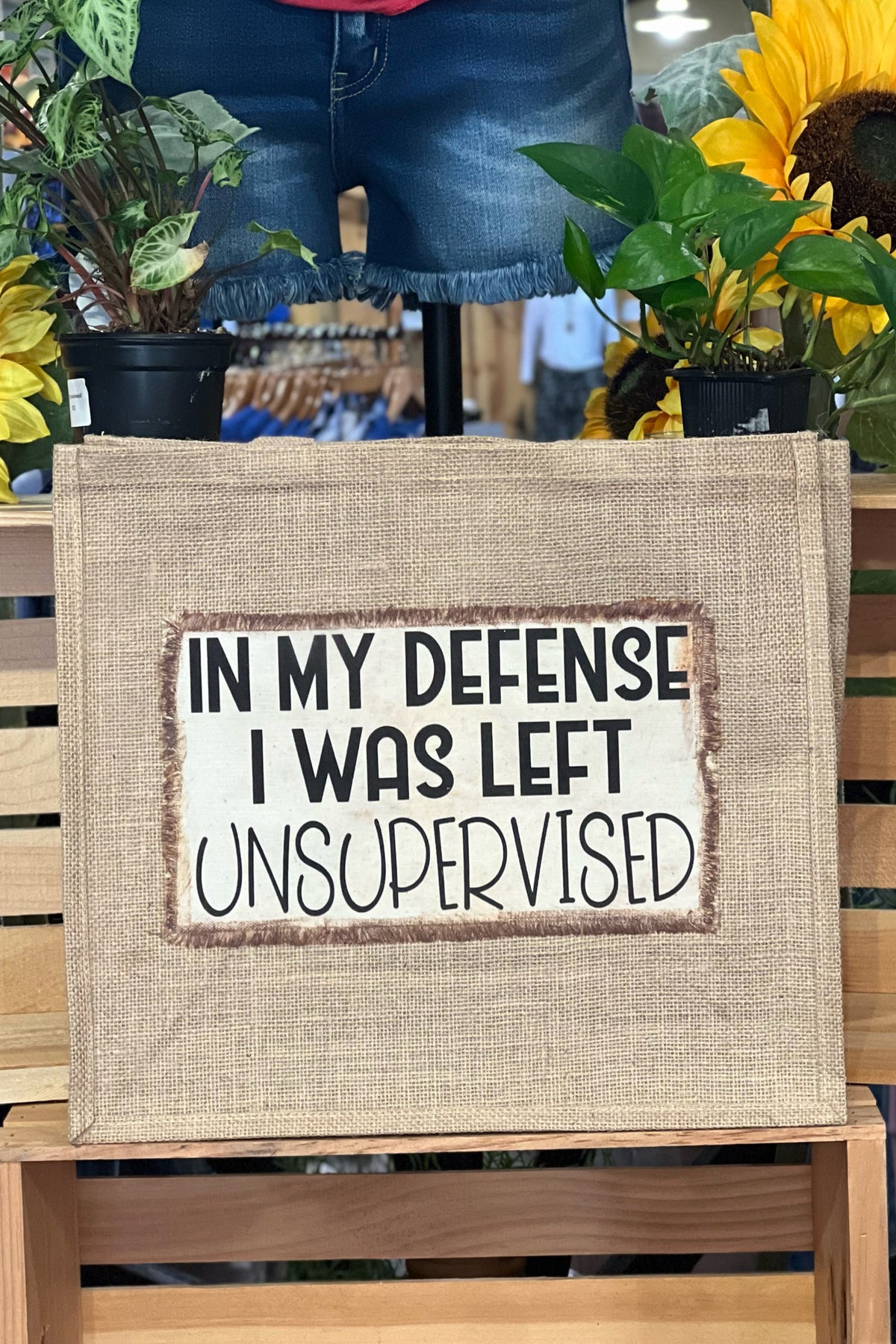 In My Defense I Was Left Unsupervised Tote Bag-Handbags & Accessories-Janas Flannels-Gallop 'n Glitz- Women's Western Wear Boutique, Located in Grants Pass, Oregon